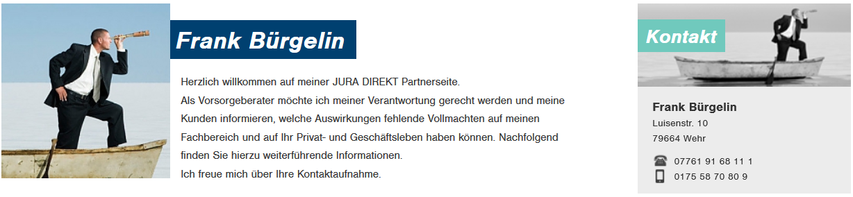 Ausschnitt der JuraDirekt Homepage